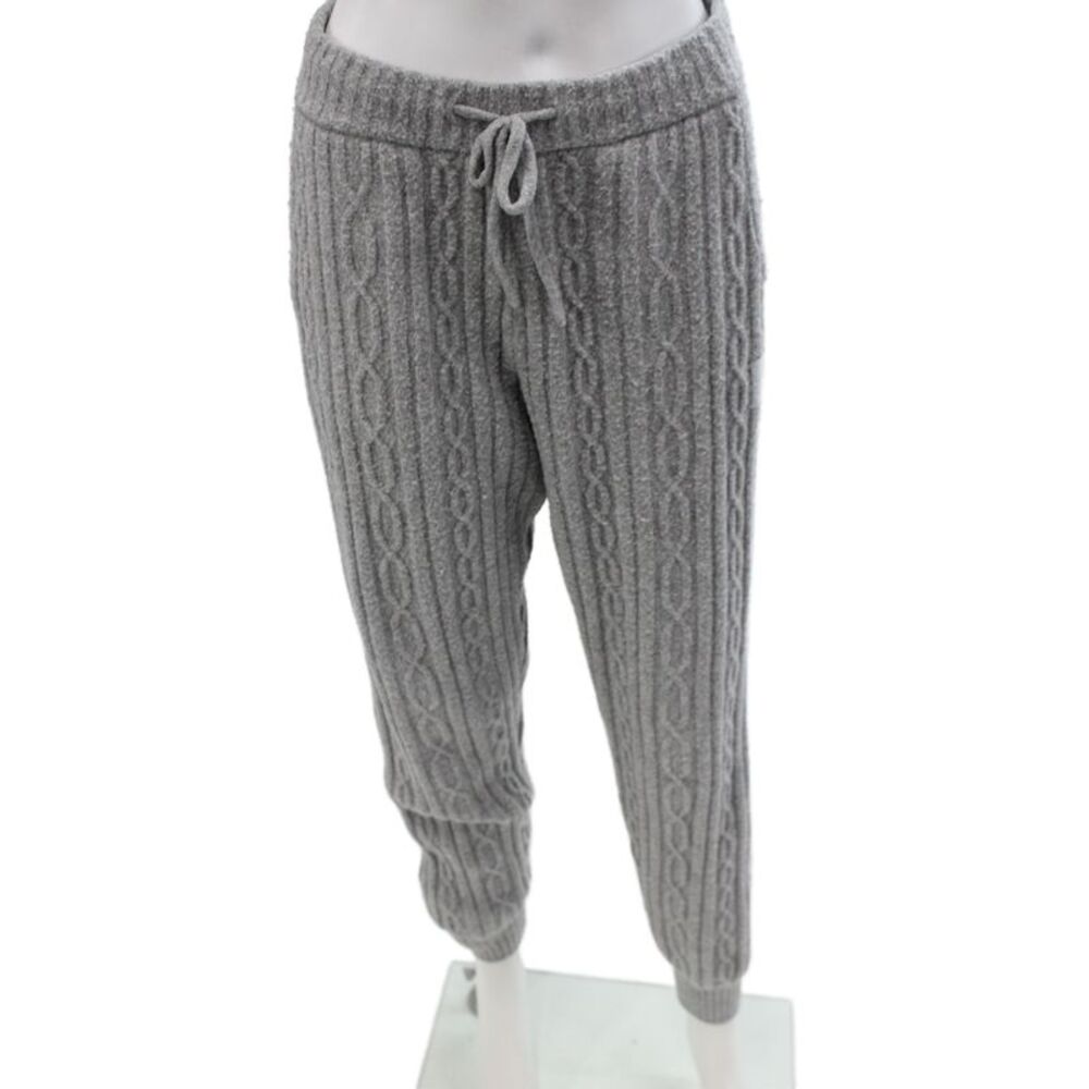 Alo Womens Gray Striped Jogger Pants Drawstring 90% Polyester Inseam 25 Size S